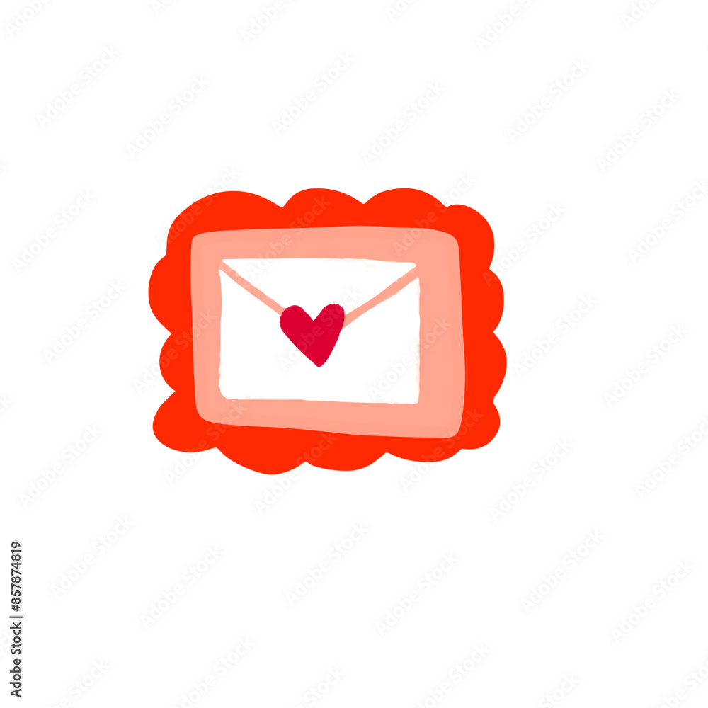 timbre rose et rouge avec une enveloppe et un cœur timbre rose et rouge avec une enveloppe et un cœur