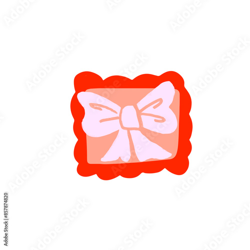 timbre rose et rouge avec un ruban