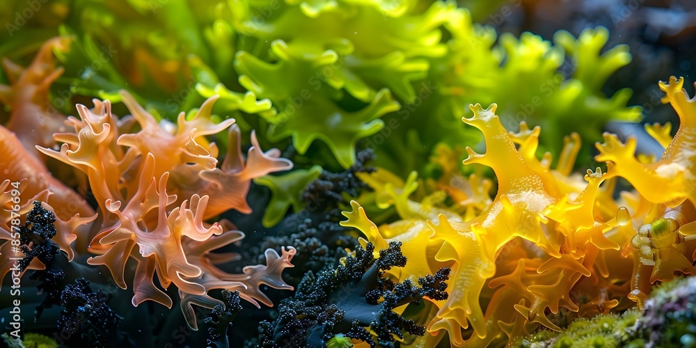 Diverse Types of Fucus Algae Exploring Different Colors and Forms in ...