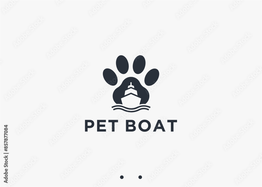paw with boat logo design vector silhouette illustration paw with boat logo design vector silhouette illustration