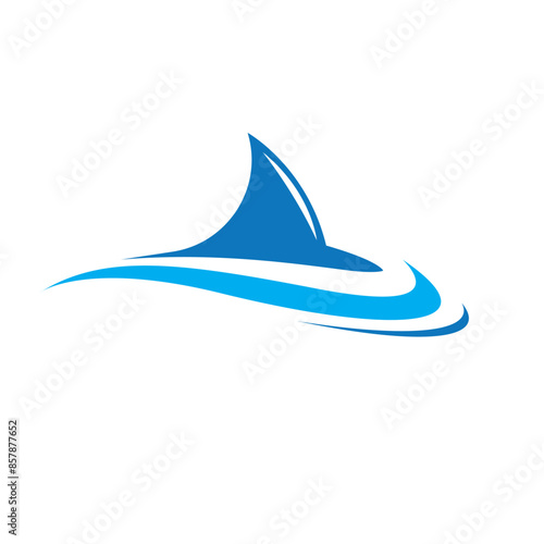 shark fin logo design swimming in the ocean
