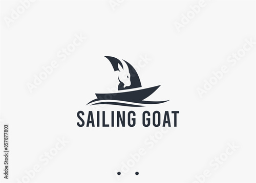 boat with goat logo design vector silhouette illustration