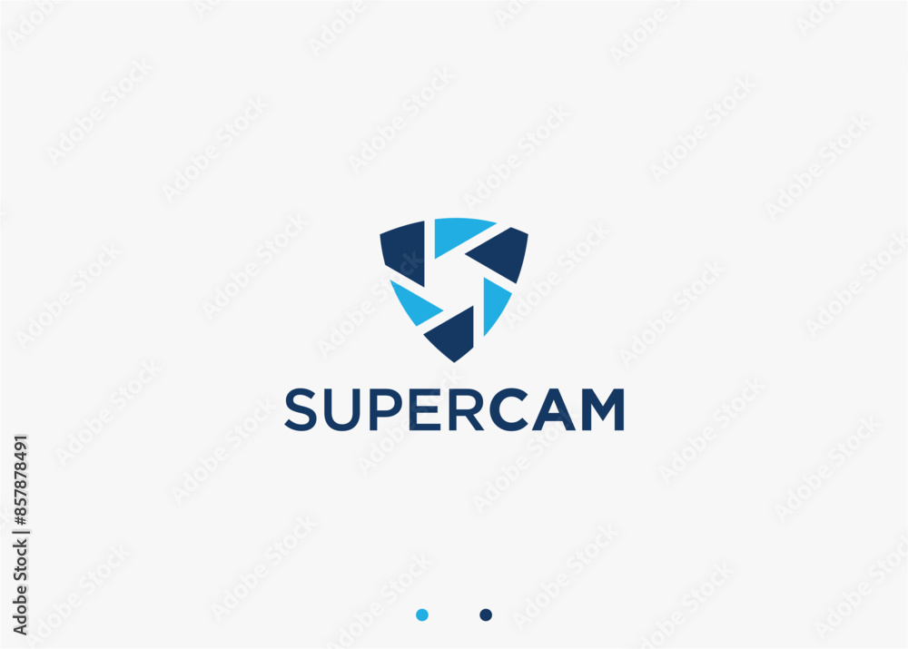 Fototapeta premium shield with lens logo design vector silhouette illustration