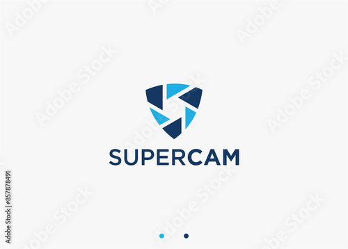 shield with lens logo design vector silhouette illustration