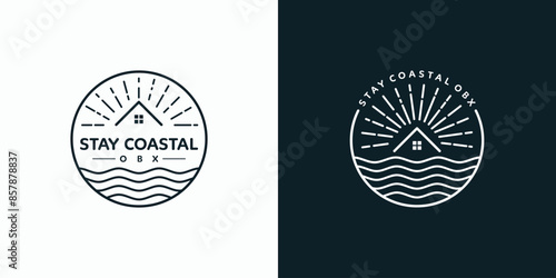 Beach house vector logo design with modern, simple, clean and abstract style.