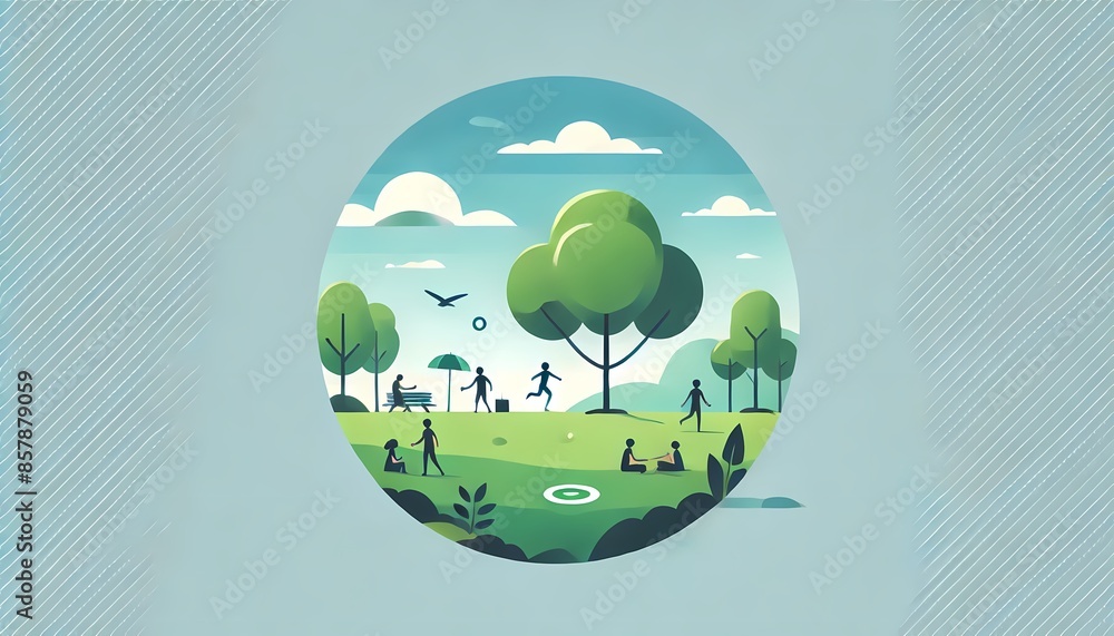 Fototapeta premium Tranquil Park Scene with Picnic