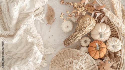 Thanksgiving day Mockup with cornucopia centerpiece
