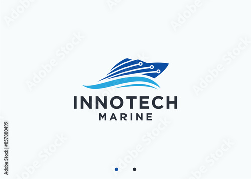 boat tech logo design vector silhouette illustration