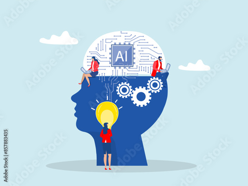 Artificial intelligence concept, ai chip, machine learning, analysis information with lightbulb idea to ai processing chip development  innovation concept vector