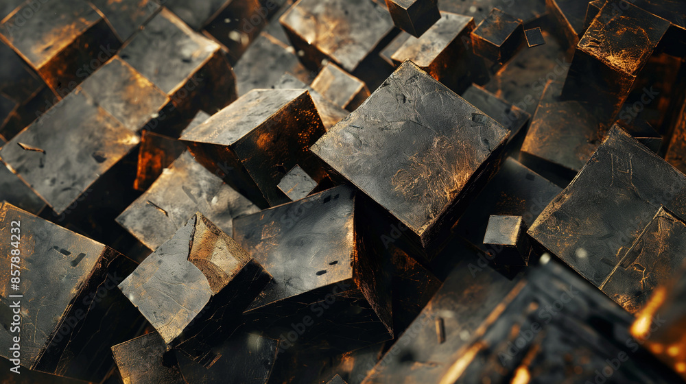 Abstract texture concrete background in black, gray and gold shade with 3d effect Abstract texture concrete background in black, gray and gold shade with 3d effect