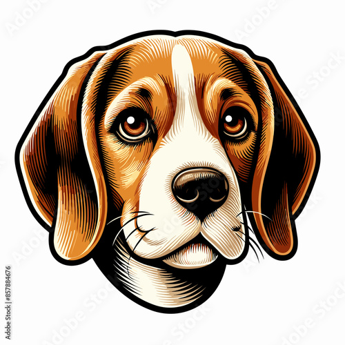 Adorable Purebred Beagle Puppy: Happy and Playful Domestic Dog with Brown and White Fur in a Natural Green Environment