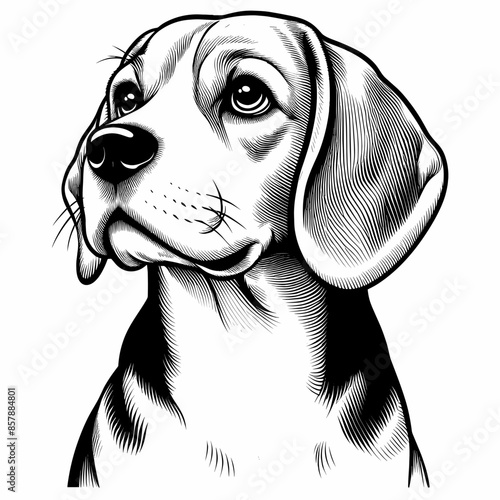Adorable Purebred Beagle Puppy: Happy and Playful Domestic Dog with Brown and White Fur in a Natural Green Environment