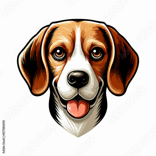 Adorable Purebred Beagle Puppy: Happy and Playful Domestic Dog with Brown and White Fur in a Natural Green Environment