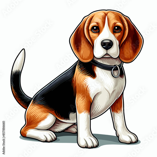 Joyful Beagle Puppy Portrait: Cute and Lovely Purebred Dog Enjoying Fun and Happiness in a Beautiful Nature Background