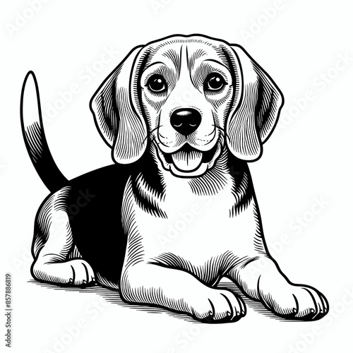 Beautiful Beagle Dog Outdoors: Active and Friendly Purebred Pet with Joyful Expression, Perfect for Animal Illustrations and Art