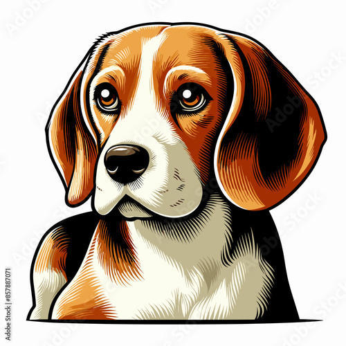 Adorable Purebred Beagle Puppy: Happy and Playful Domestic Dog with Brown and White Fur in a Natural Green Environment