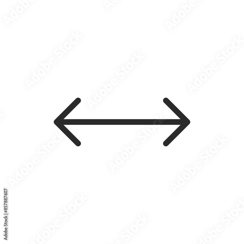 Horizontal resize, linear style icon. move left and right. Double-headed arrow pointing left and right. Editable stroke width. photo