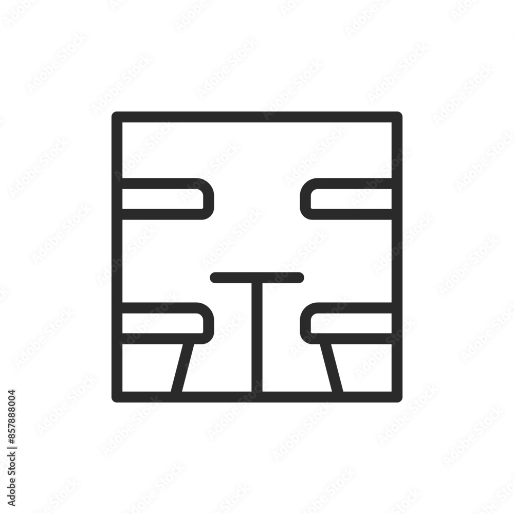Train interior seating, linear style icon. seating arrangement inside a train. Editable stroke width. Train interior seating, linear style icon. seating arrangement inside a train. Editable stroke width.