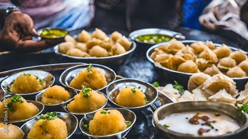 indian street food, delicious panipuri photo