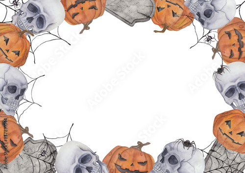 Spooky horizontal watercolor watercolor frames for Halloween