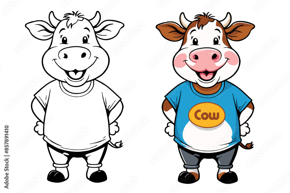 A charming cow vector cartoon art, perfect for children's books, farm-themed decor, and digital designs. Add playful, delightful illustrations to enrich your creative projects A charming cow vector cartoon art, perfect for children's books, farm-themed decor, and digital designs. Add playful, delightful illustrations to enrich your creative projects