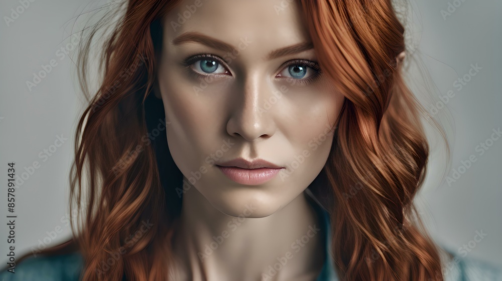 a young woman with red hair and blue eyes a young woman with red hair and blue eyes