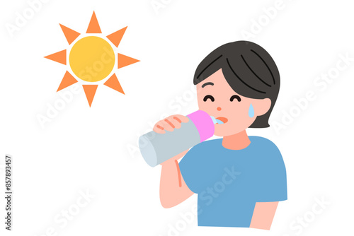 水分を補給する女性