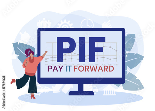 PIF - Pay It Forward acronym. business concept background. vector illustration concept with keywords and icons. lettering illustration with icons for web banner, flyer