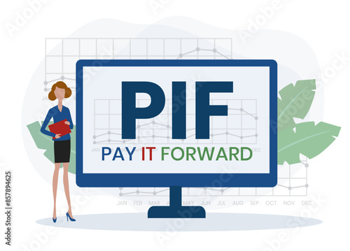 PIF - Pay It Forward acronym. business concept background. vector illustration concept with keywords and icons. lettering illustration with icons for web banner, flyer