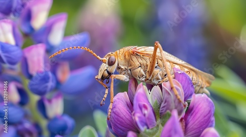 Pterygota on lupine flower photo