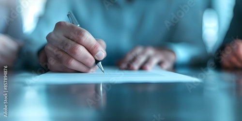 Signing Documents in a Business Meeting with Multiple Participants. Concept Business Etiquette, Contract Signing, Professional Communication, Corporate Meetings, Legal Documents