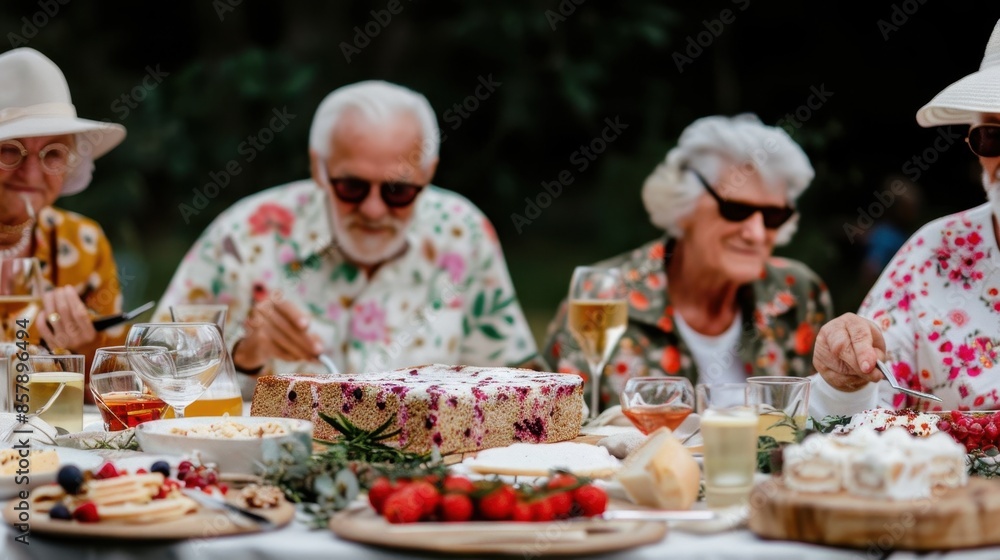 elderly poet reciting poetry at a picnic National Picnic Day adult ...