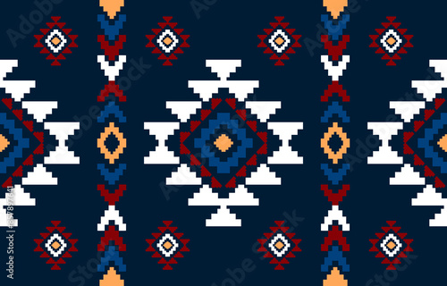 Ancient echoes Aztec geometric seamless patterns southwest Navajo Native American tribal ethnic colorful for textile printing