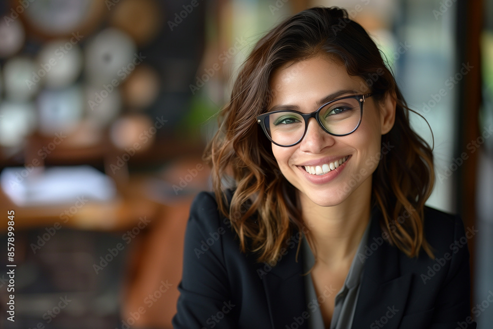 portrait of a young and beautiful smiling business woman woman wearing a suit in a modern office portrait of a young and beautiful smiling business woman woman wearing a suit in a modern office