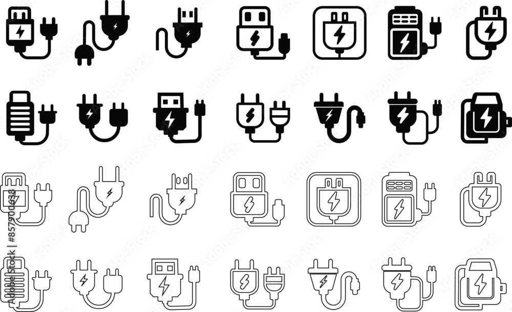 set of various charges icons flat and line collection isolated on transparent background. charging vector format for various devices smartphone laptop tablet and smartwatch AC sockets with power plugs set of various charges icons flat and line collection isolated on transparent background. charging vector format for various devices smartphone laptop tablet and smartwatch AC sockets with power plugs