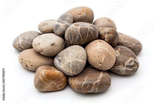 Pebbles. Several pebbles on a white background.