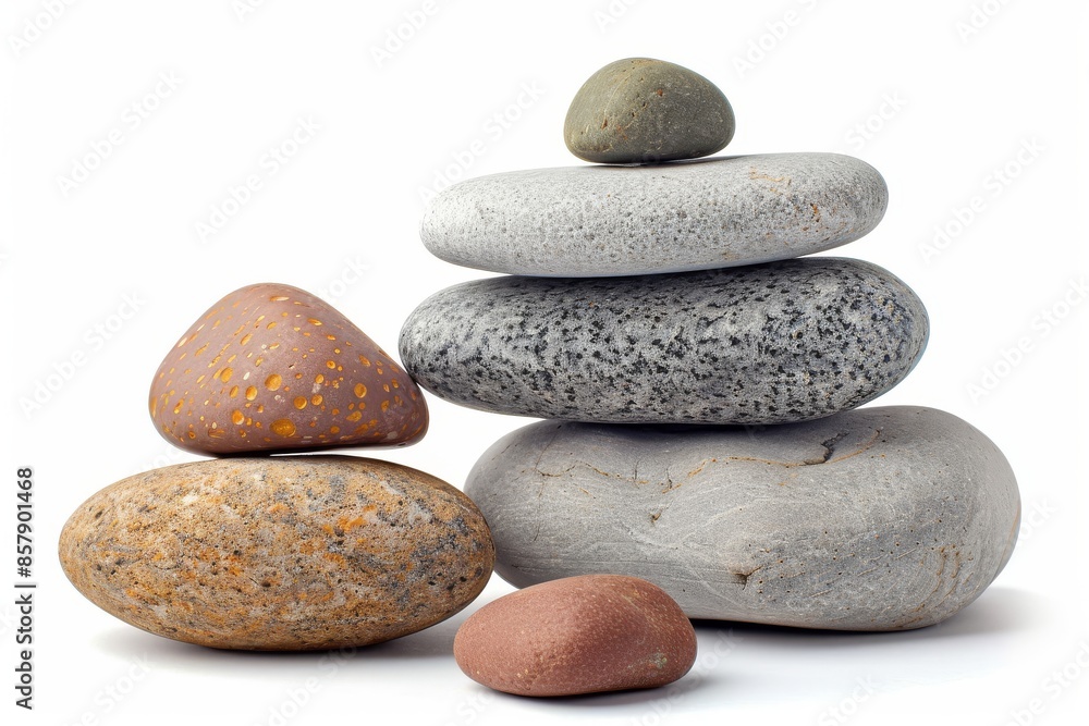 Pebbles. Several pebbles on a white background. Pebbles. Several pebbles on a white background.