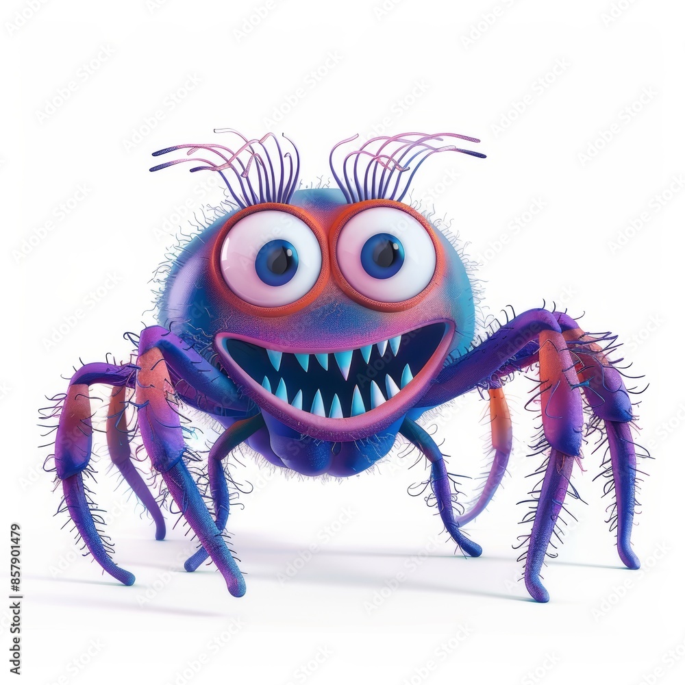 Friendly and colorful cartoon spider with big eyes and vibrant colors Friendly and colorful cartoon spider with big eyes and vibrant colors