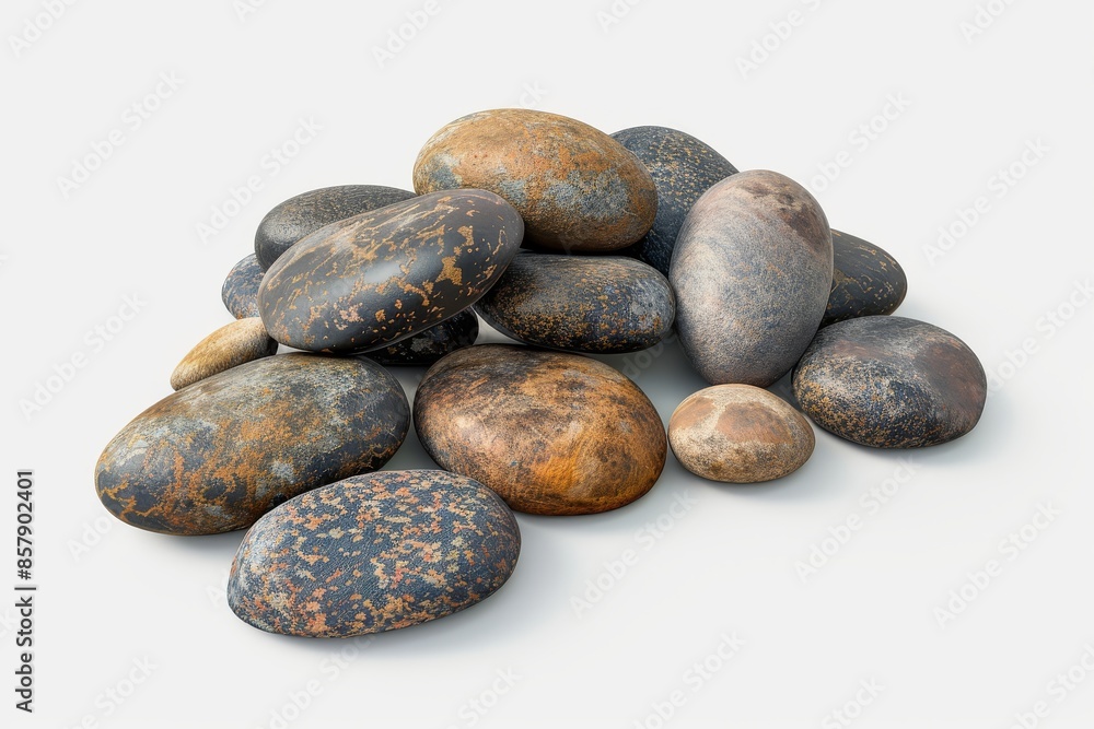 Pebbles. Several pebbles on a white background. Pebbles. Several pebbles on a white background.