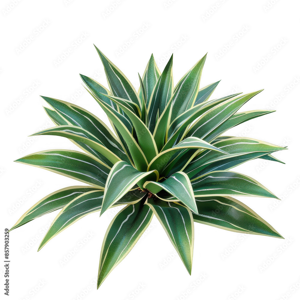 Fototapeta premium Green Spiky Plant with Variegated Leaves
