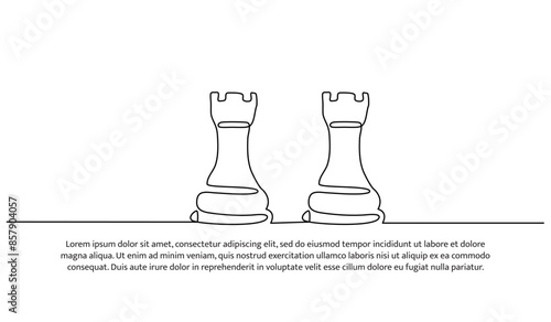 Continuous one line design of minister in chess.Minimalist style vector illustration on white background.