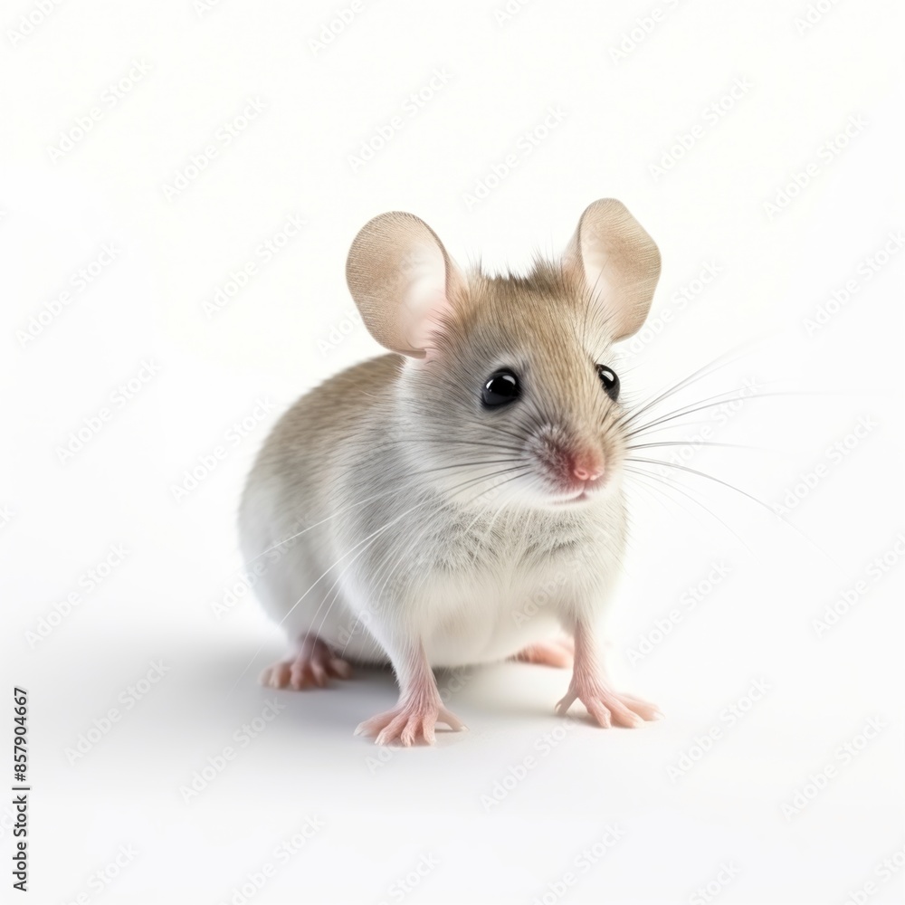 Wood mouse with cute brown eyes isolated on white background Wood mouse with cute brown eyes isolated on white background