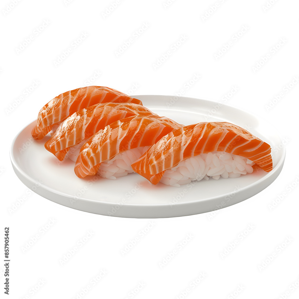 Fresh salmon sushi on transparent background Fresh salmon sushi on transparent background