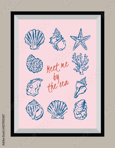 Minimal hand drawn vector dolce vita illustration with aesthetic quote in a poster frame. Art for greeting cards, wedding invitations, postcards, branding, logo design.
