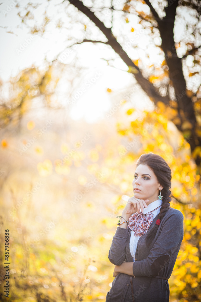 Serene Brunette Amidst the Autumn Fores Serene Brunette Amidst the Autumn Fores