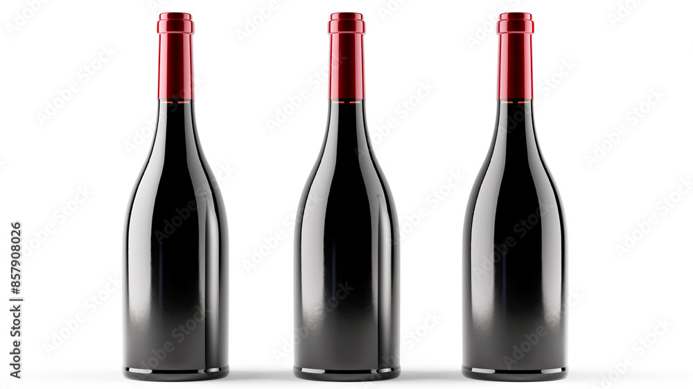 Set of red wine bottle and empty on white background. Mockup template for artwork graphic design Set of red wine bottle and empty on white background. Mockup template for artwork graphic design