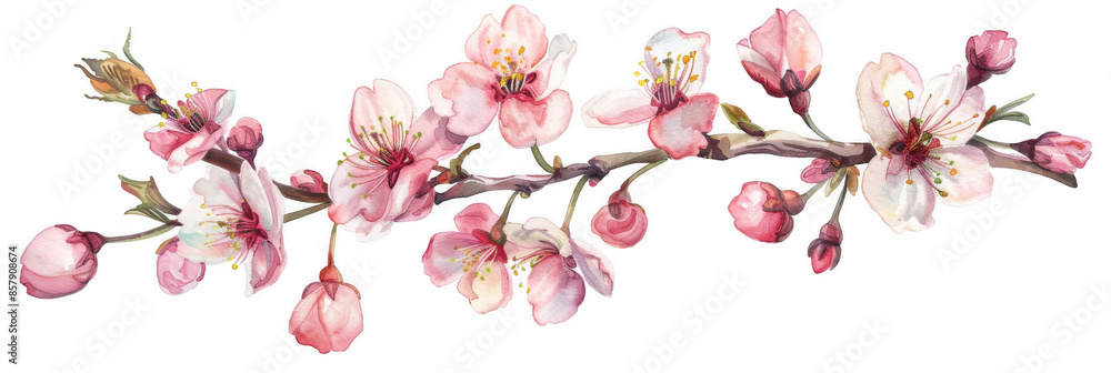 Cherry Blossom Branch in Watercolor Cherry Blossom Branch in Watercolor