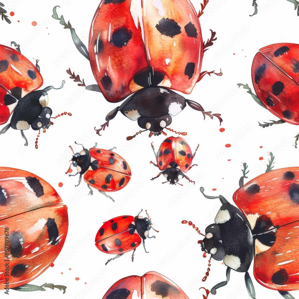 Ladybugs Seamless Repeating Pattern, Pattern background, design graphic element Ladybugs Seamless Repeating Pattern, Pattern background, design graphic element