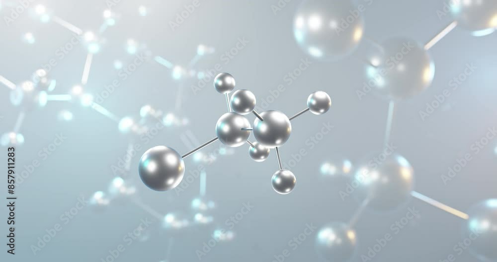 Chloroethane rotating 3d molecule, molecular structure of ethyl chloride, seamless video Chloroethane rotating 3d molecule, molecular structure of ethyl chloride, seamless video