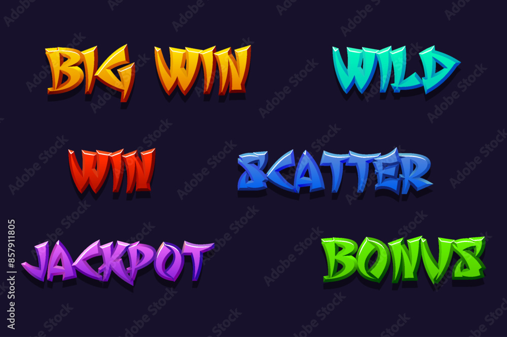 Obraz premium Words for slots. Wild, jackpot, win, bonus, and scatter in Chinese style